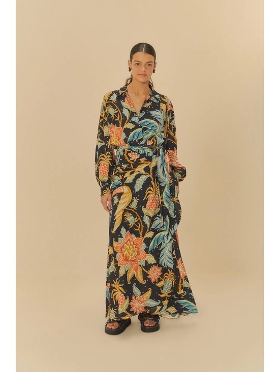 Farm Rio Dresses & Skirts - Farm Rio Brazil Floral Toucan Wrap Dress NWT Medium